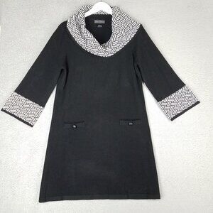 Jessica Howard Sweater Dress Women's Large Cowl Neck Black Office Winter Stretch